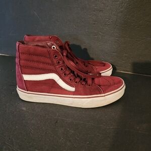 Vans Sk8-Hi Unisex High-Top Sneakers Maroon/Burgundy Womens 8, Mens 6.5